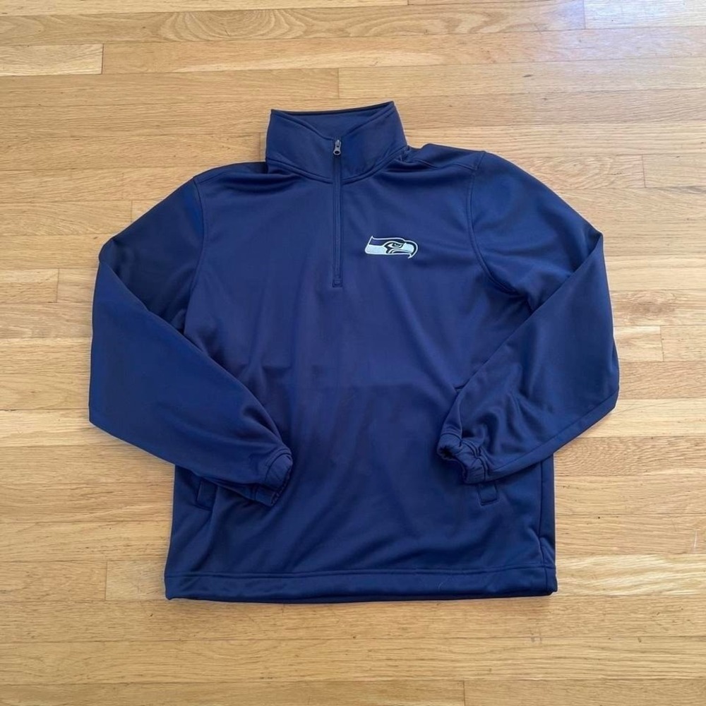 NFL Navy Blue Quarter Zip Sweatshirt Unisex Large Embroidered Logo
